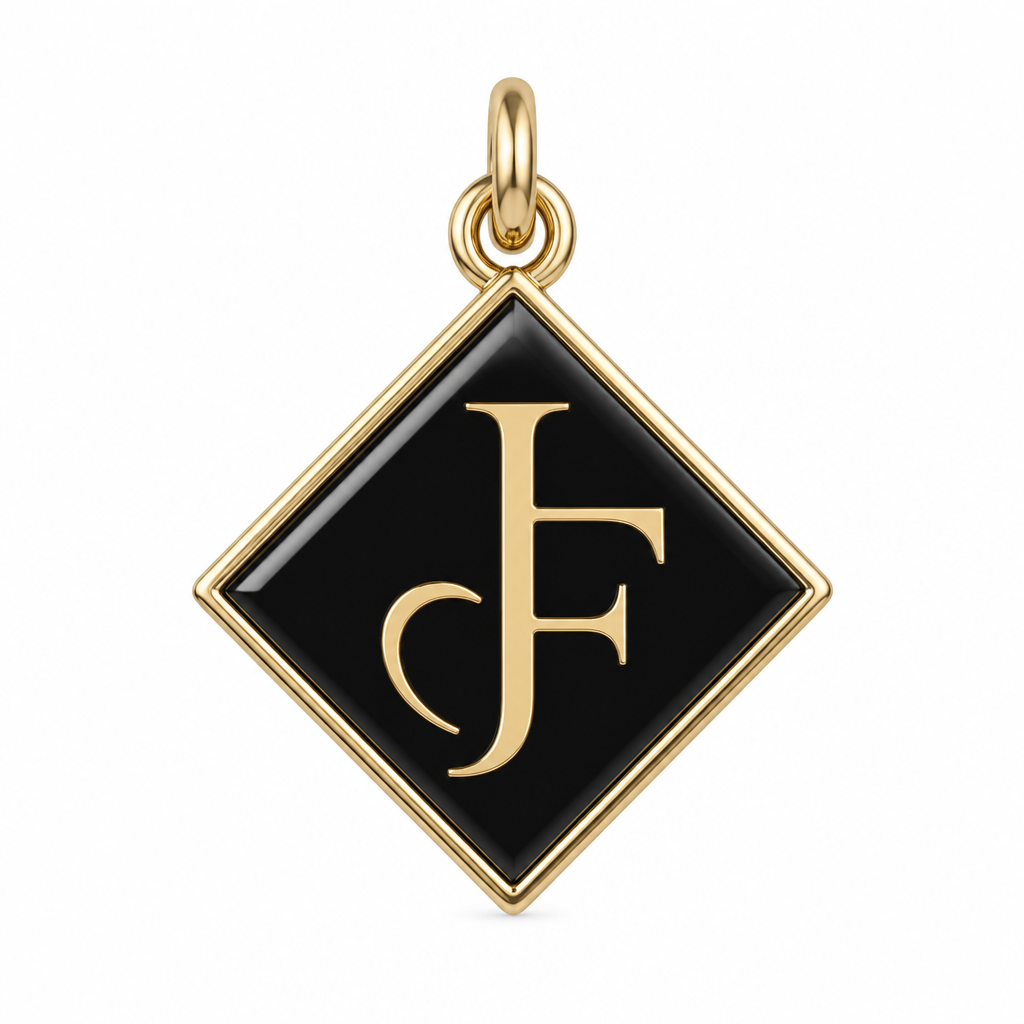 Designs an 18mm enamel charm that is a diamond shape with my logo Jolie Franc inside
photorealistic fashion design, Designs an 18mm enamel charm that is a diamond shape with my logo Jolie Franc inside , classic style, just the design no text