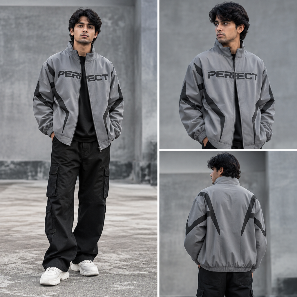 A Male Jacket design, in Streetwear style. gray colour and you writ perfect in the jacket. Bangladesh fashion aesthetics. Present it as professional fashion catalogue photography: the garment is the subject, shown full-length with editorial styling, neutral posing and tasteful, non-suggestive framing.
photorealistic fashion design, A Male Jacket design, in Streetwear style. gray colour and you writ perfect in the jacket. Bangladesh fashion aesthetics. Present it as professional fashion catalogue photography: the garment is the subject, shown full-length with editorial styling, neutral posing and tasteful, non-suggestive framing., streetwear style, just the design no text