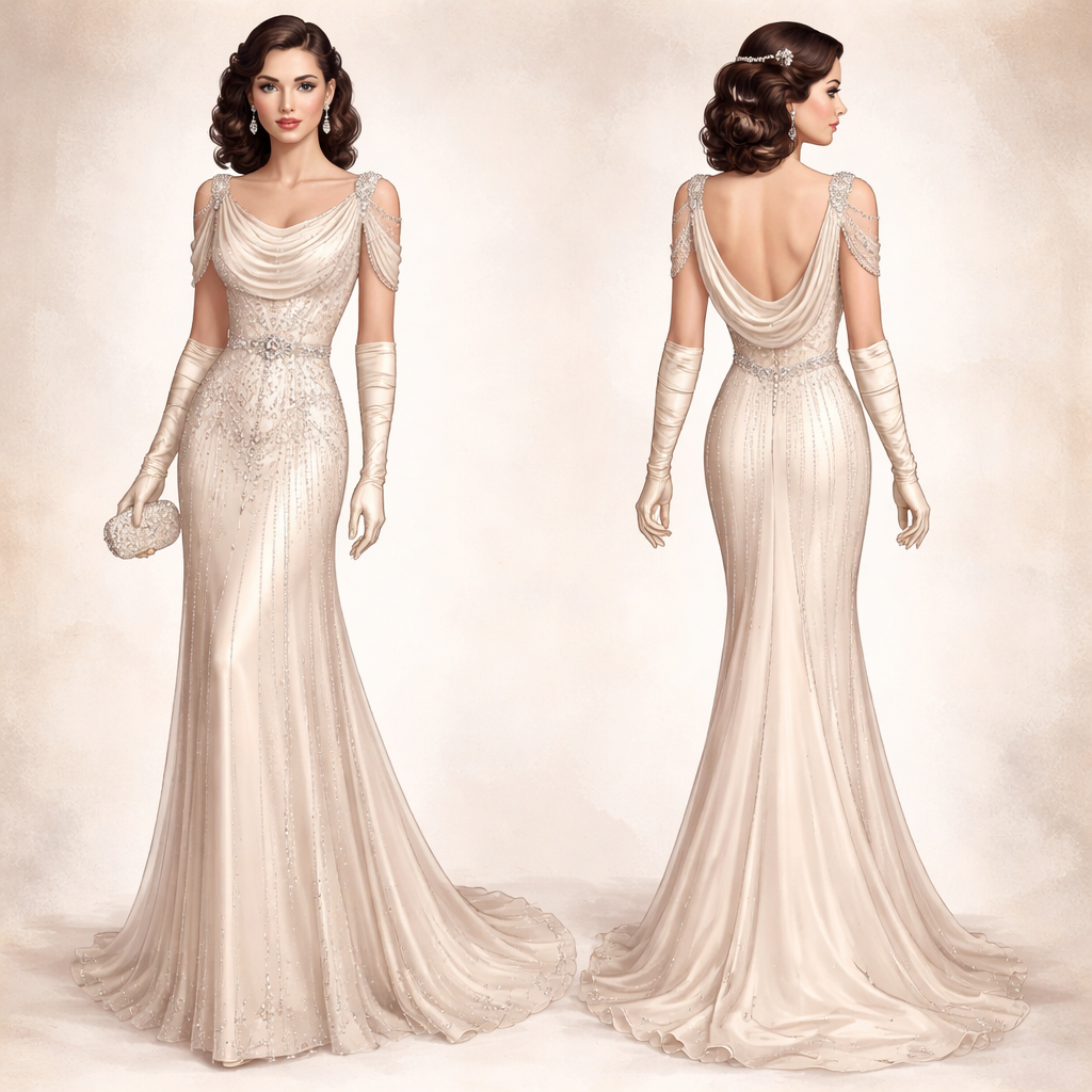 Formal
Formal, vintage style, show front and back