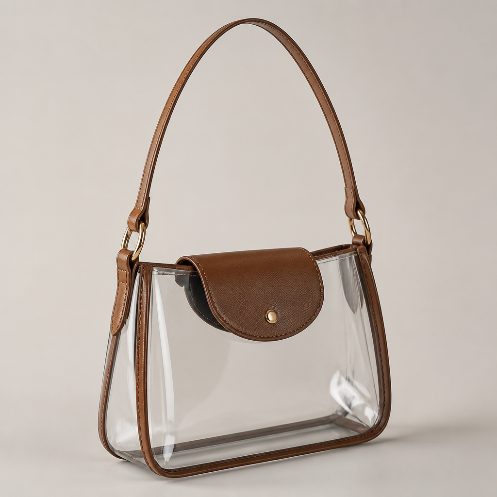 Creat a longchamp style clear bag but make it a little different to make it my own have it no larger than 12 x 6 x 12 and make it one single strap
photorealistic fashion design, Creat a longchamp style clear bag but make it a little different to make it my own have it no larger than 12 x 6 x 12 and make it one single strap , classic style, just the design no text