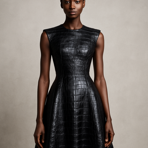 Beautiful black crocodile leather dress
