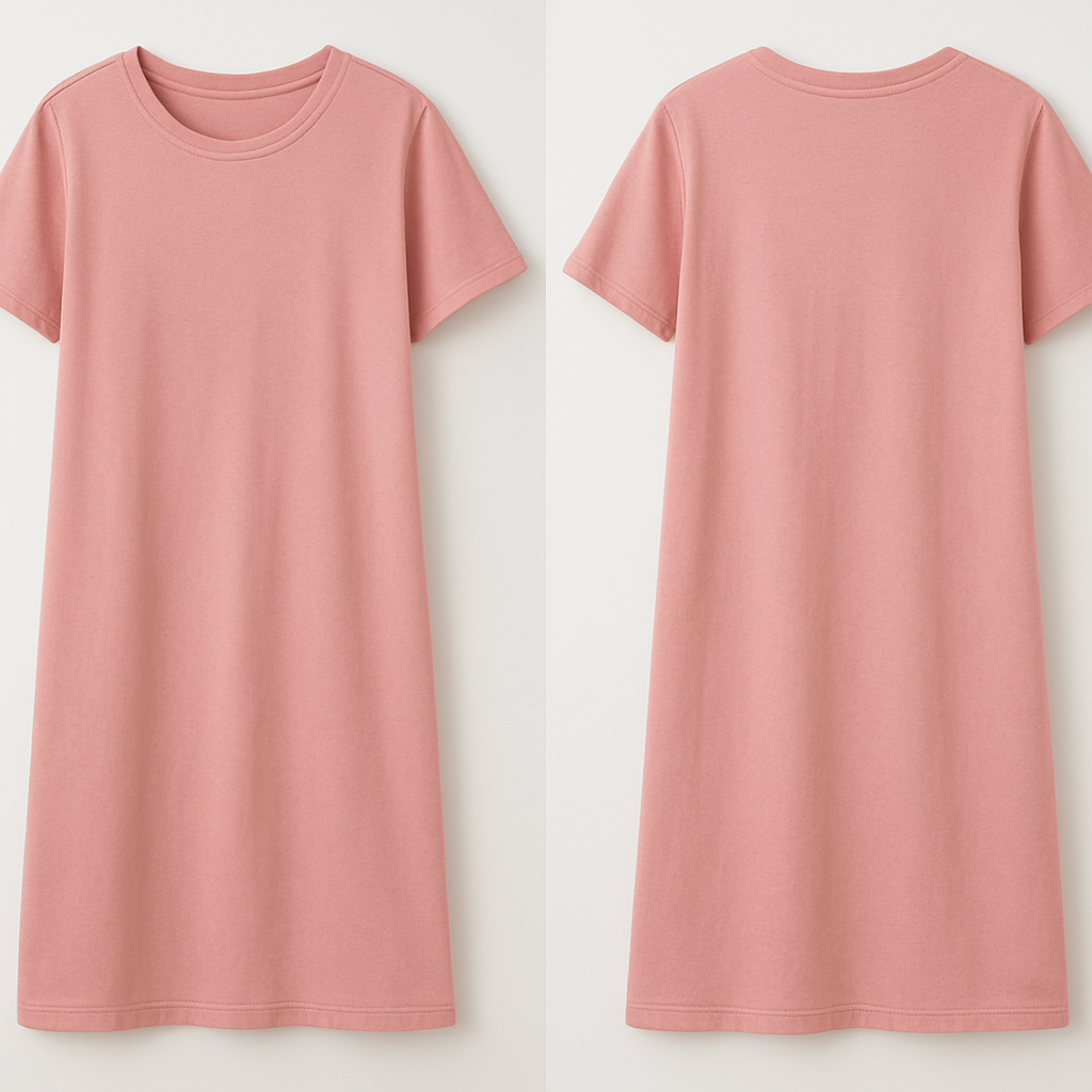 U want very casual class dress in pink colour
U want very casual class dress in pink colour
, minimalist style, show front and back