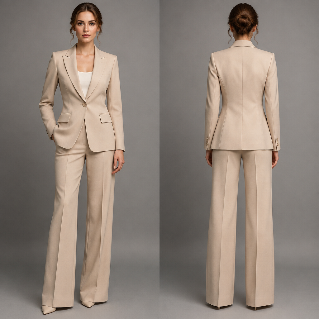 Suit for lady
photorealistic fashion design, Suit for lady
, formal style, just the design no text, show front and back