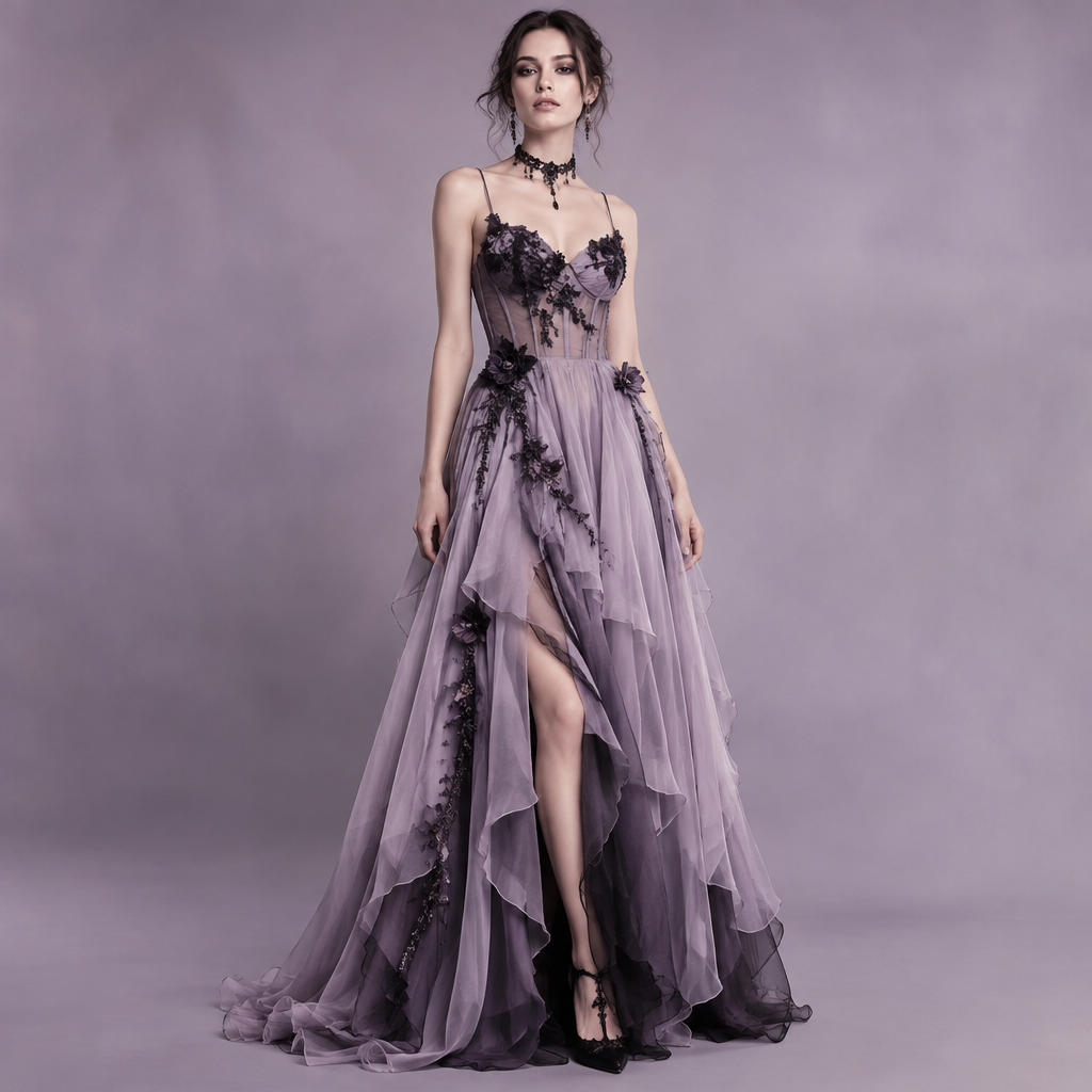 A Female Dress design, made of Silk, with a light, flowing drape, in Glamorous + Pastel Goth style. MN fashion aesthetics. Present it as professional fashion catalogue photography: the garment is the subject, shown full-length with editorial styling, neutral posing and tasteful, non-suggestive framing.
photorealistic fashion design, A Female Dress design, made of Silk, with a light, flowing drape, in Glamorous + Pastel Goth style. MN fashion aesthetics. Present it as professional fashion catalogue photography: the garment is the subject, shown full-length with editorial styling, neutral posing and tasteful, non-suggestive framing., glamorous style, just the design no text