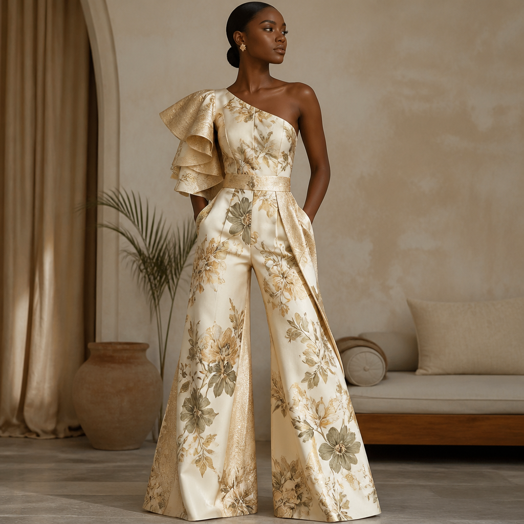 A Female Jumpsuit design, for Formal, suitable for Summer, in Gen Z + Floral + Luxury style. a handmade,glamorous, elegant classic fabric unique ( let it speak I am a boss). Ghana fashion aesthetics.
photorealistic fashion design, A Female Jumpsuit design, for Formal, suitable for Summer, in Gen Z + Floral + Luxury style. a handmade,glamorous, elegant classic fabric unique ( let it speak I am a boss). Ghana fashion aesthetics., gen_z style, just the design no text