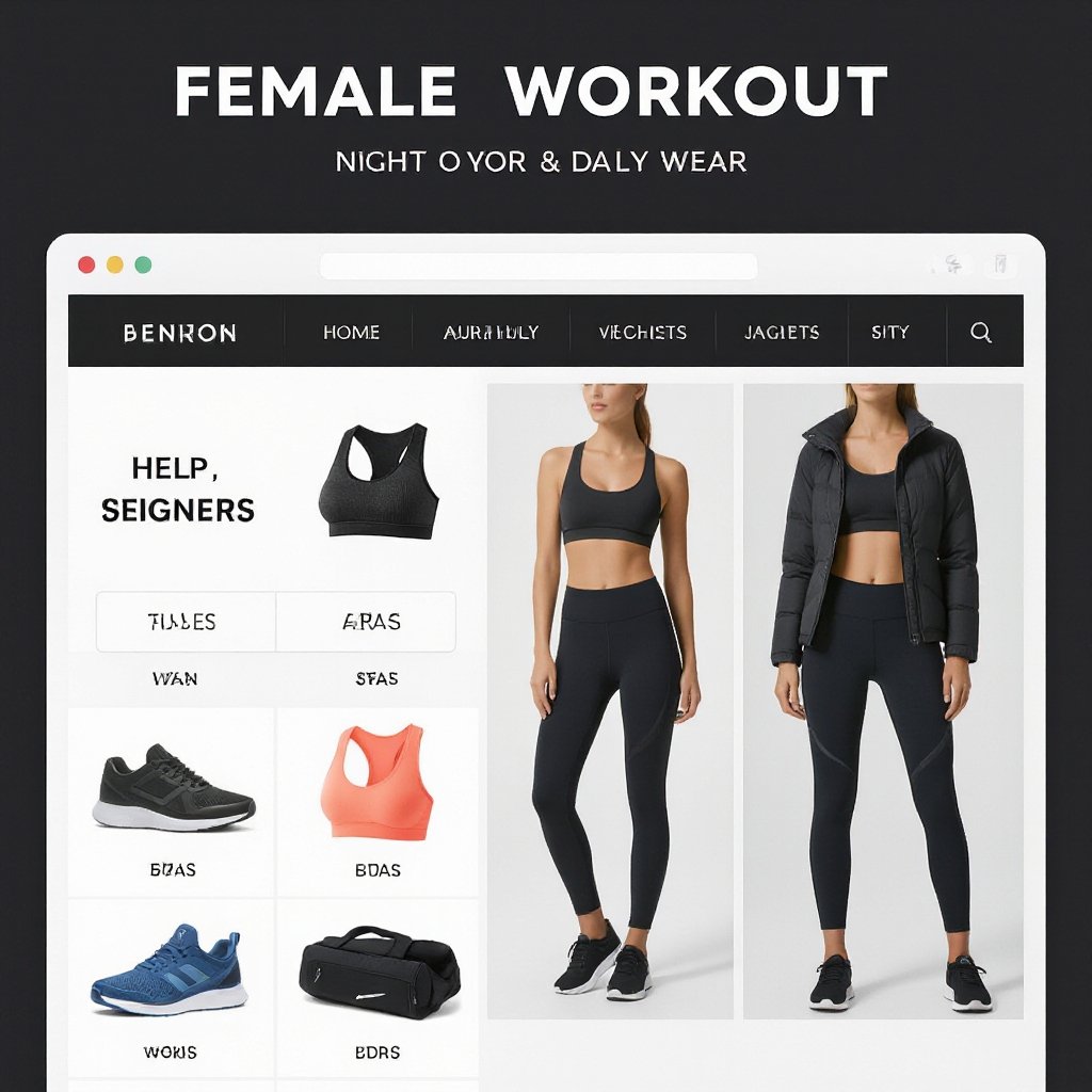 I'm looking to build a premium women's activewear brand inspired by Lululemon, targeting health-conscious women who value high-quality materials and elevated aesthetics. Specifications: • Material: Nylon-spandex blends • Products: Leggings, sports bras, tops, and outerwear • Style: Clean, elevated aesthetic that blends performance with everyday comfort • Quality: Premium materials and construction
Workout fashion: Female workout clothes, nylon-spandex. Leggings, bras, tops, jackets. Solid colors. Clean, simple, for gym and daily wear. High quality.