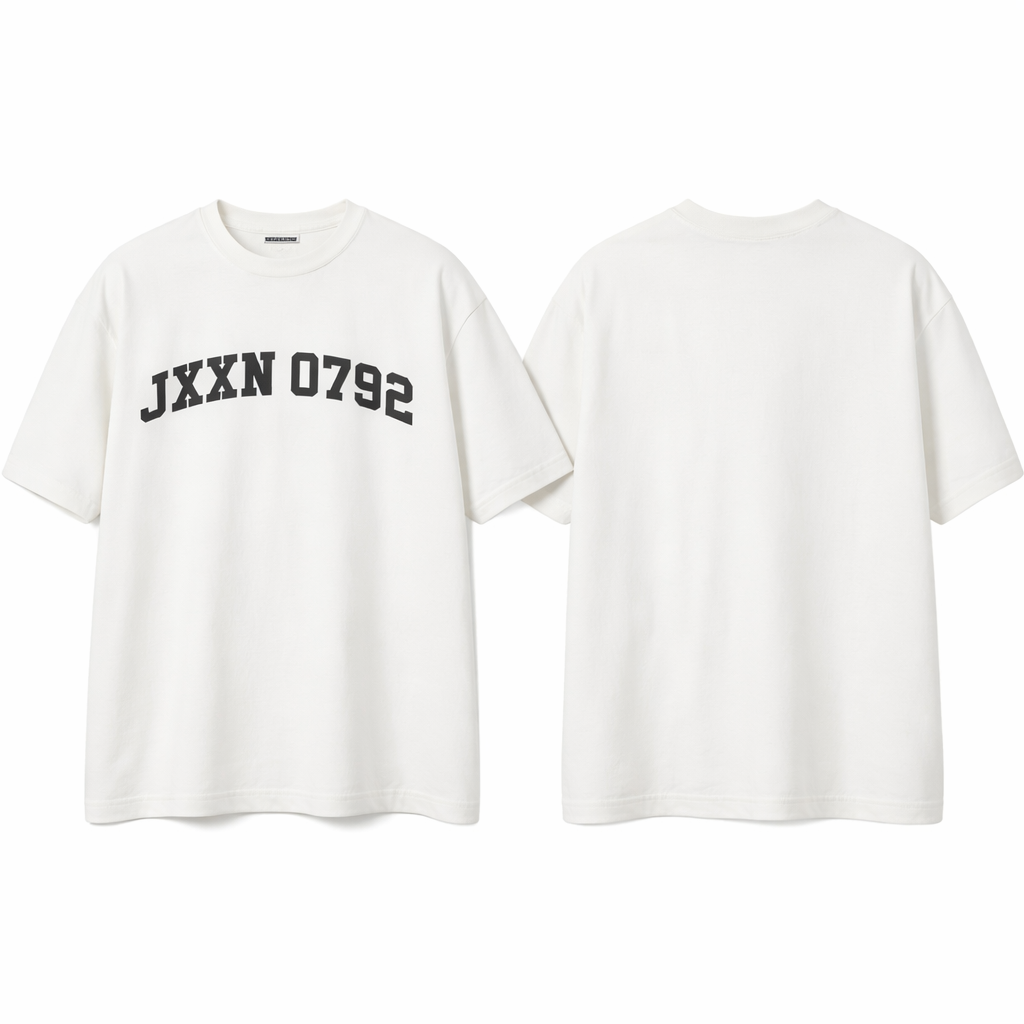 Creat a tshirt same cut as the jil sanders tshirt that has JIL SANDER across the chest. But I want it to say JXXN 0792 in vetement font white shirt black letters
Creat a tshirt same cut as the jil sanders tshirt that has JIL SANDER across the chest. But I want it to say JXXN 0792 in vetement font white shirt black letters, show front and back