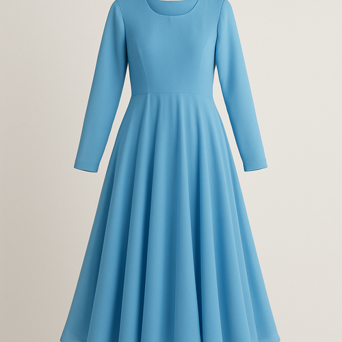 Plain sky blue color georgette fabric intlo full sleeve anakarli frock 
