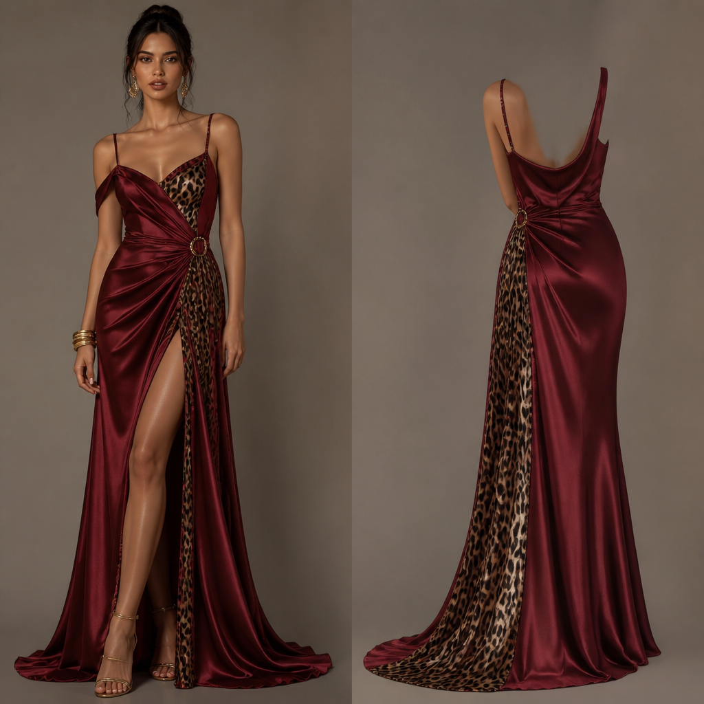 A Female Dress design, suitable for Summer. فستان ستان عنابي مع لمسة من حيوان يغوار. Algeria fashion aesthetics.
photorealistic fashion design, A Female Dress design, suitable for Summer. فستان ستان عنابي مع لمسة من حيوان يغوار. Algeria fashion aesthetics., just the design no text