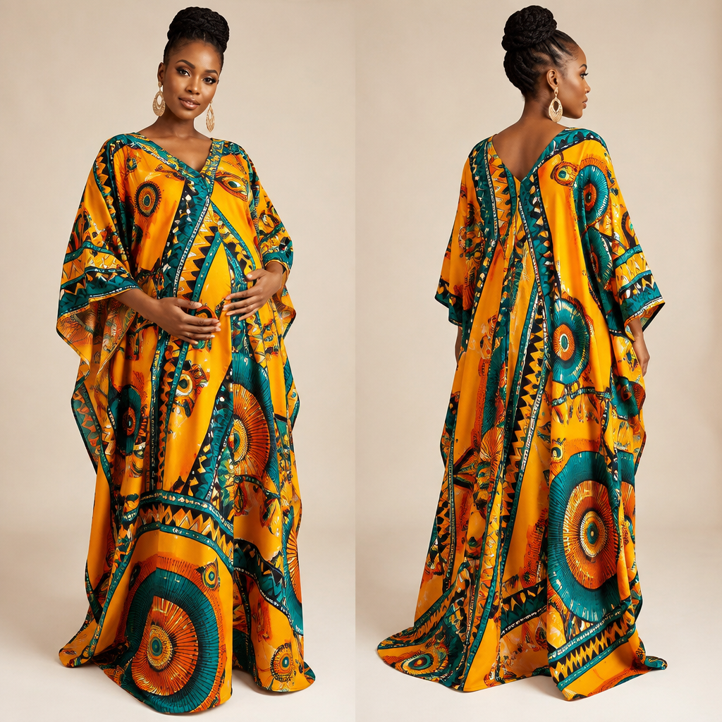 A Female Kaftan design, in Elegant style. bright colours African pregnancy. Kenya fashion aesthetics. Present it as professional fashion catalogue photography: the garment is the subject, shown full-length with editorial styling, neutral posing and tasteful, non-suggestive framing.
photorealistic fashion design, A Female Kaftan design, in Elegant style. bright colours African pregnancy. Kenya fashion aesthetics. Present it as professional fashion catalogue photography: the garment is the subject, shown full-length with editorial styling, neutral posing and tasteful, non-suggestive framing., elegant style, just the design no text