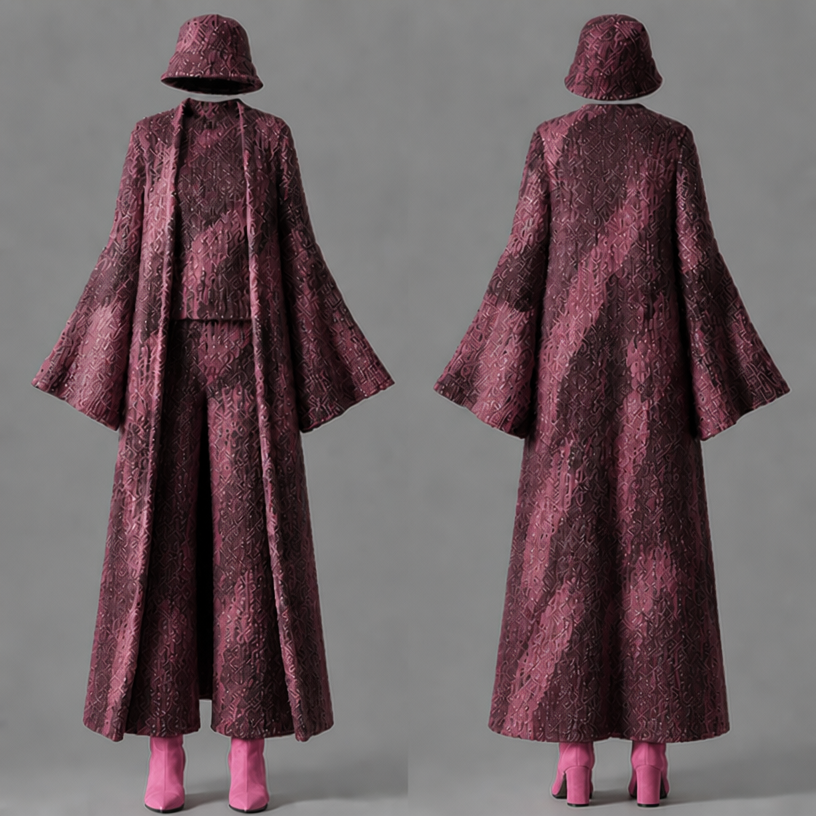 Change the boots to pink
edit the attached fashion design with these instructions: Change the boots to pink. keep it photorealistic, just the design no text
