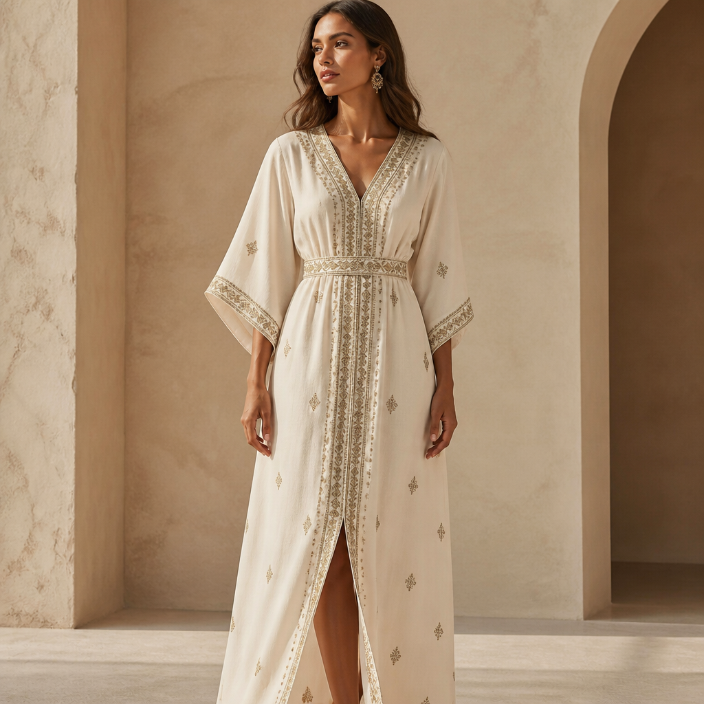A Female Dress design, suitable for Summer, in Elegant style. Morocco fashion aesthetics.
photorealistic fashion design, A Female Dress design, suitable for Summer, in Elegant style. Morocco fashion aesthetics., elegant style, just the design no text