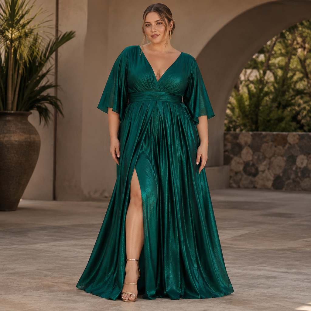 A Female Dress design, with a rich, textured surface, with a Relaxed silhouette, in a Jewel Tones color palette, for Wedding, suitable for Summer, suited to a Humid climate, in Minimalist + Glamorous style, shown on a model with light skin and a curvy figure. South Africa fashion aesthetics. Present it as professional fashion catalogue photography: the garment is the subject, shown full-length with editorial styling, neutral posing and tasteful, non-suggestive framing.
photorealistic fashion design, A Female Dress design, with a rich, textured surface, with a Relaxed silhouette, in a Jewel Tones color palette, for Wedding, suitable for Summer, suited to a Humid climate, in Minimalist + Glamorous style, shown on a model with light skin and a curvy figure. South Africa fashion aesthetics. Present it as professional fashion catalogue photography: the garment is the subject, shown full-length with editorial styling, neutral posing and tasteful, non-suggestive framing., minimalist style, just the design no text