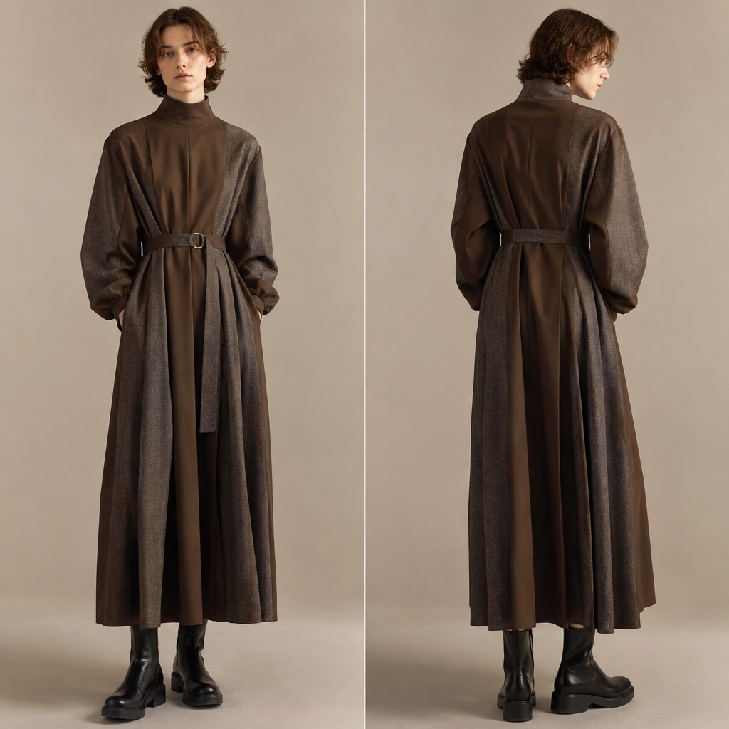 A Unisex Dress design, with modest, full coverage: longer hemlines, higher necklines and covered shoulders, suitable for Fall. CG fashion aesthetics. Present it as professional fashion catalogue photography: the garment is the subject, shown full-length with editorial styling, neutral posing and tasteful, non-suggestive framing.
photorealistic fashion design, A Unisex Dress design, with modest, full coverage: longer hemlines, higher necklines and covered shoulders, suitable for Fall. CG fashion aesthetics. Present it as professional fashion catalogue photography: the garment is the subject, shown full-length with editorial styling, neutral posing and tasteful, non-suggestive framing., just the design no text