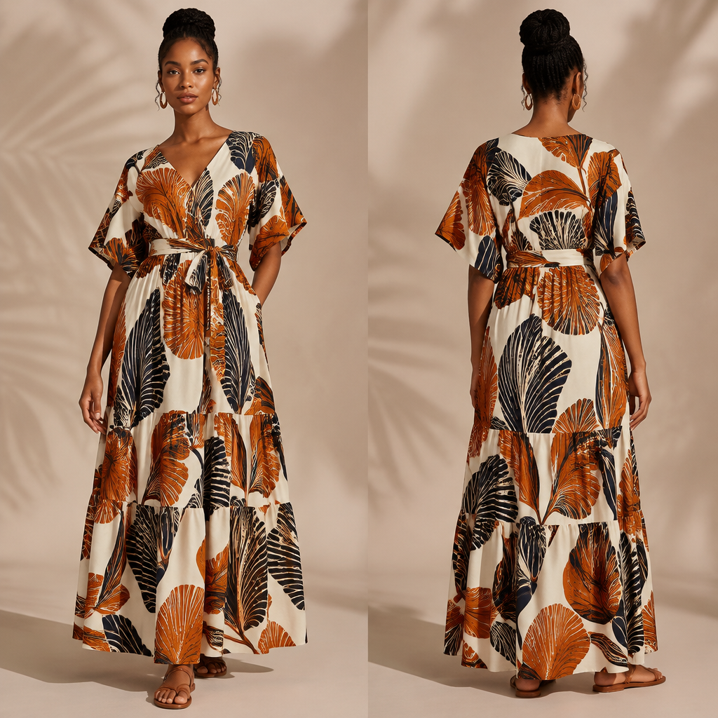 A Female Dress design, suitable for Summer. African style. Design with modest coverage. Present it as professional fashion catalogue photography: the garment is the subject, shown full-length with editorial styling, neutral posing and tasteful, non-suggestive framing.
photorealistic fashion design, A Female Dress design, suitable for Summer. African style. Design with modest coverage. Present it as professional fashion catalogue photography: the garment is the subject, shown full-length with editorial styling, neutral posing and tasteful, non-suggestive framing., just the design no text