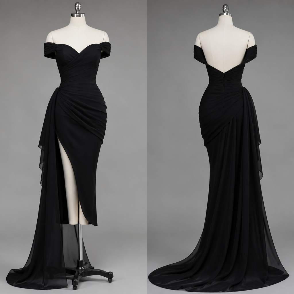Princess Diana Revenge dress
photorealistic fashion design, Princess Diana Revenge dress, formal style, just the design no text, show front and back