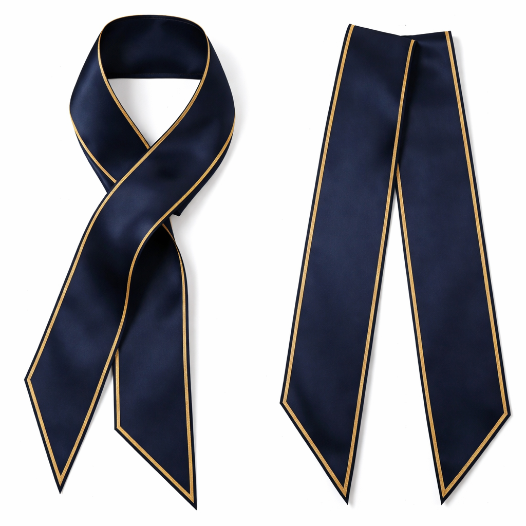 Design a silk scarf that is 5 x 86 cm with oblique edges. It needs to be very simple and tailored. It’s for graduation ceremonies at the collegiate level. No words or logos. Plain and simple
Design a silk scarf that is 5 x 86 cm with oblique edges. It needs to be very simple and tailored. It’s for graduation ceremonies at the collegiate level. No words or logos. Plain and simple, classic style, show front and back