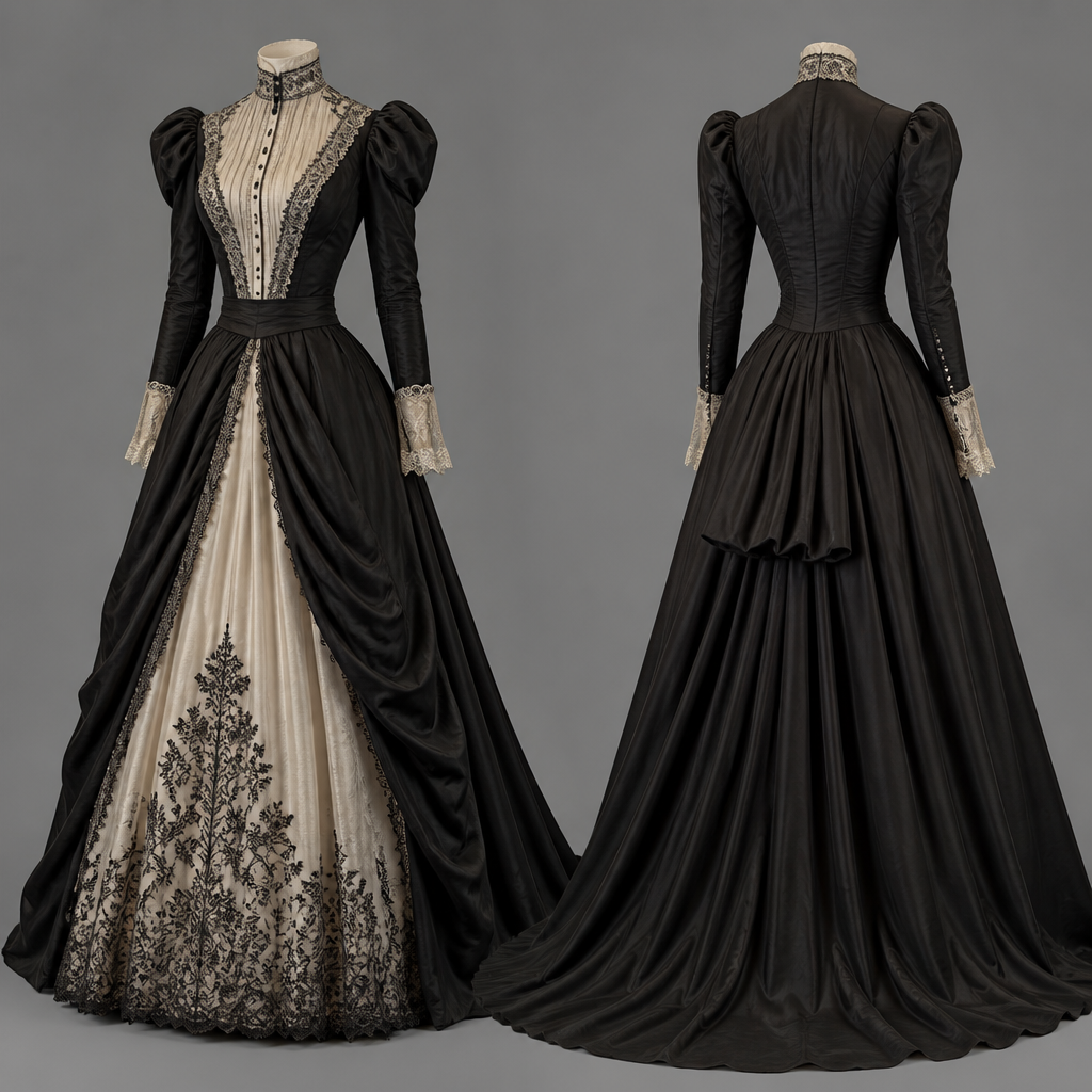 Elegant
photorealistic fashion design, Elegant, victorian style, just the design no text, show front and back