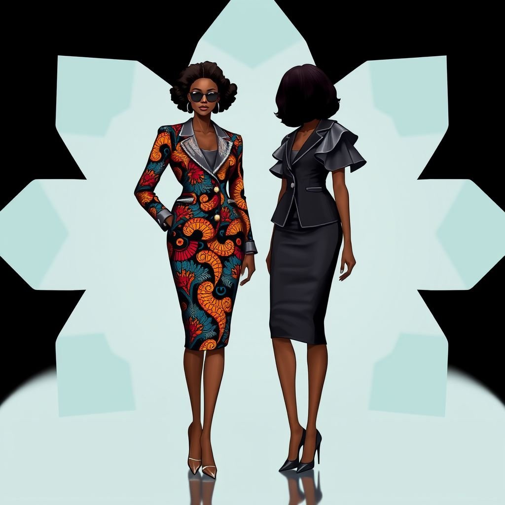 I want something that looks like an official wear. The material is African Print and I want Crystals or beads in it. Something beautiful
Design a sophisticated official wear ensemble, incorporating vibrant African prints in rich hues. Imagine a tailored blazer with intricate beadwork along the lapels, paired with a sleek pencil skirt adorned with cascading crystals. Complete the look with a statement blouse featuring ruffled sleeves, merging tradition with elegance for a modern professional aesthetic.