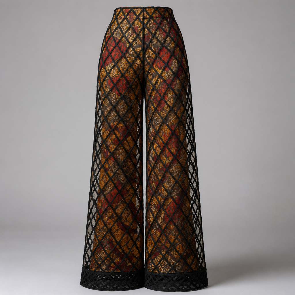 A Pants design, in Elegant style. create an Image of the design:
let the material inside the net, that is the material layered by the net be ankara. Nigeria fashion aesthetics.
photorealistic fashion design, A Pants design, in Elegant style. create an Image of the design:
let the material inside the net, that is the material layered by the net be ankara. Nigeria fashion aesthetics., elegant style, just the design no text
