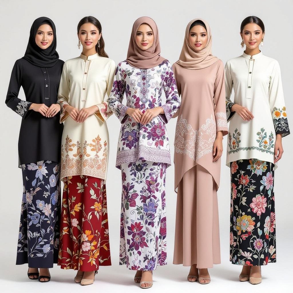 baju kurung
Baju kurung, a traditional Malaysian and Singaporean garment, features a loose-fitting blouse and a long skirt, often made from cotton or silk, offering a modest and elegant drape.