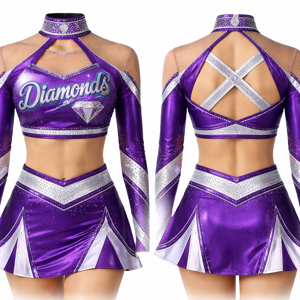 Make an all star violet cheer uniform add the word diamonds to the front
Make an all star violet cheer uniform add the word diamonds to the front
, show front and back