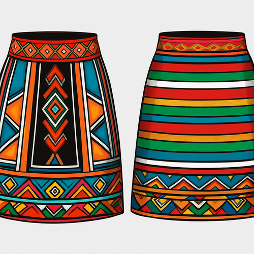 Design a stylish skirt inspired from the South African Zulu tribe traditional clothes 
