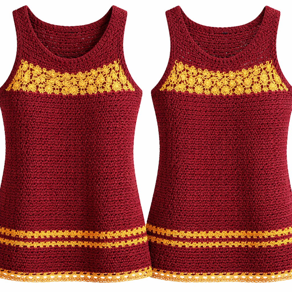 Maroon Summer Crochet Top — Design Plan
Inspiration from image:
✔ Sleeveless structured top
✔ Clean neckline
✔ Light, breathable stitch texture
✔ Slightly fitted but relaxed summer look
Your custom changes:
• ✅ Dominant colour: Maroon
• ✅ Rows of yellow + orange accents
• ✅ Flowery lace stitch near neckline (chest area)
• ✅ Elegant but airy summer finish
⸻
🧶 Yarn & Hook Recommendation
Since you usually work with Yeye 3-ply held double:
• Yarn: Yeye 3-ply (double strand)
• Colours:
• Maroon — 70% (main yarn)
• Yellow — 15%
• Orange — 15%
• Hook size:
• 4 mm → neat structured look (recommended)
• 4.5 mm → softer drape
⸻
🪡 Stitch Structure (Top Sections)
The top will be worked bottom → upward.
1️⃣ Body Section (Dominant Maroon)
Use a breathable textured stitch similar to the reference image.
Recommended stitch:
✔ Mini mesh / modified V-stitch
Pattern repeat:
Row 1: DC across
Row 2: (DC, ch1, skip 1 st) repeat
Row 3: DC into each DC and ch space
Repeat Rows 2–3
This creates:
• airflow for summer
• neat structured texture
• not overly transparent
👉 Work mostly in maroon.
⸻
🎨 Colour Placement (Important for Balance)
Keep maroon dominant by spacing accent rows intentionally.
Example layout:
8 rows Maroon
1 row Yellow
6 rows Maroon
1 row Orange
8 rows Maroon
1 row Yellow
Continue pattern
✅ Accent rows should be SINGLE rows only.
This keeps elegance instead of looking striped.
⸻
🌼 2️⃣ Chest Area — Flowery Lace Panel
When you reach upper chest (about 3–4 inches below neckline) switch stitch pattern.
Use yellow OR orange (choose ONE for cleaner design — I recommend yellow for brightness against maroon).
Flower Lace Stitch (Simple & Elegant)
Repeat multiple of 6 stitches
Row 1: SC across
Row 2: *(ch3, skip 2 sts, 5 DC in next st, skip 2 sts, SC)* repeat
Row 3: *(ch5, SC between shells)* repeat
Row 4: 5 DC into each ch5 space
This creates:
• small floral shell motifs
• decorative chest highlight
• feminine summer look
Work 4–6 rows only to keep it classy.
⸻
👚 3️⃣ Neckline Shaping
After lace section:
• Return to maroon yarn
• Work tight stitches for structure:
Row 1–3: Half Double Crochet (HDC)
Shape slight curve:
• Decrease 1 stitch each side every row for 3 rows.
This gives the clean sleeveless neckline seen in the photo.
⸻
💪 4️⃣ Armhole Finish
Work directly around armholes:
Round 1: SC evenly
Round 2: Crab stitch (reverse SC) OR slip stitch edging
Keeps edges firm and professional.
⸻
✨ 5️⃣ Bottom Edge Finish
Optional elegant finish:
• 2 rows maroon SC
• 1 row orange picot edging OR yellow picot edging
Small colour echo ties design together.
⸻
🎨 Visual Colour Balance (Very Important)
Think of the top like this:
NECKLINE — Maroon edging
FLOWERY LACE — Yellow (or Orange)
BODY — Mostly Maroon
Thin Accent Rows — Yellow & Orange spaced apart
HEM — Maroon with tiny accent edge
Maroon Summer Crochet Top — Design Plan
Inspiration from image:
✔ Sleeveless structured top
✔ Clean neckline
✔ Light, breathable stitch texture
✔ Slightly fitted but relaxed summer look
Your custom changes:
• ✅ Dominant colour: Maroon
• ✅ Rows of yellow + orange accents
• ✅ Flowery lace stitch near neckline (chest area)
• ✅ Elegant but airy summer finish
⸻
🧶 Yarn & Hook Recommendation
Since you usually work with Yeye 3-ply held double:
• Yarn: Yeye 3-ply (double strand)
• Colours:
• Maroon — 70% (main yarn)
• Yellow — 15%
• Orange — 15%
• Hook size:
• 4 mm → neat structured look (recommended)
• 4.5 mm → softer drape
⸻
🪡 Stitch Structure (Top Sections)
The top will be worked bottom → upward.
1️⃣ Body Section (Dominant Maroon)
Use a breathable textured stitch similar to the reference image.
Recommended stitch:
✔ Mini mesh / modified V-stitch
Pattern repeat:
Row 1: DC across
Row 2: (DC, ch1, skip 1 st) repeat
Row 3: DC into each DC and ch space
Repeat Rows 2–3
This creates:
• airflow for summer
• neat structured texture
• not overly transparent
👉 Work mostly in maroon.
⸻
🎨 Colour Placement (Important for Balance)
Keep maroon dominant by spacing accent rows intentionally.
Example layout:
8 rows Maroon
1 row Yellow
6 rows Maroon
1 row Orange
8 rows Maroon
1 row Yellow
Continue pattern
✅ Accent rows should be SINGLE rows only.
This keeps elegance instead of looking striped.
⸻
🌼 2️⃣ Chest Area — Flowery Lace Panel
When you reach upper chest (about 3–4 inches below neckline) switch stitch pattern.
Use yellow OR orange (choose ONE for cleaner design — I recommend yellow for brightness against maroon).
Flower Lace Stitch (Simple & Elegant)
Repeat multiple of 6 stitches
Row 1: SC across
Row 2: *(ch3, skip 2 sts, 5 DC in next st, skip 2 sts, SC)* repeat
Row 3: *(ch5, SC between shells)* repeat
Row 4: 5 DC into each ch5 space
This creates:
• small floral shell motifs
• decorative chest highlight
• feminine summer look
Work 4–6 rows only to keep it classy.
⸻
👚 3️⃣ Neckline Shaping
After lace section:
• Return to maroon yarn
• Work tight stitches for structure:
Row 1–3: Half Double Crochet (HDC)
Shape slight curve:
• Decrease 1 stitch each side every row for 3 rows.
This gives the clean sleeveless neckline seen in the photo.
⸻
💪 4️⃣ Armhole Finish
Work directly around armholes:
Round 1: SC evenly
Round 2: Crab stitch (reverse SC) OR slip stitch edging
Keeps edges firm and professional.
⸻
✨ 5️⃣ Bottom Edge Finish
Optional elegant finish:
• 2 rows maroon SC
• 1 row orange picot edging OR yellow picot edging
Small colour echo ties design together.
⸻
🎨 Visual Colour Balance (Very Important)
Think of the top like this:
NECKLINE — Maroon edging
FLOWERY LACE — Yellow (or Orange)
BODY — Mostly Maroon
Thin Accent Rows — Yellow & Orange spaced apart
HEM — Maroon with tiny accent edge, knitwear style, show front and back